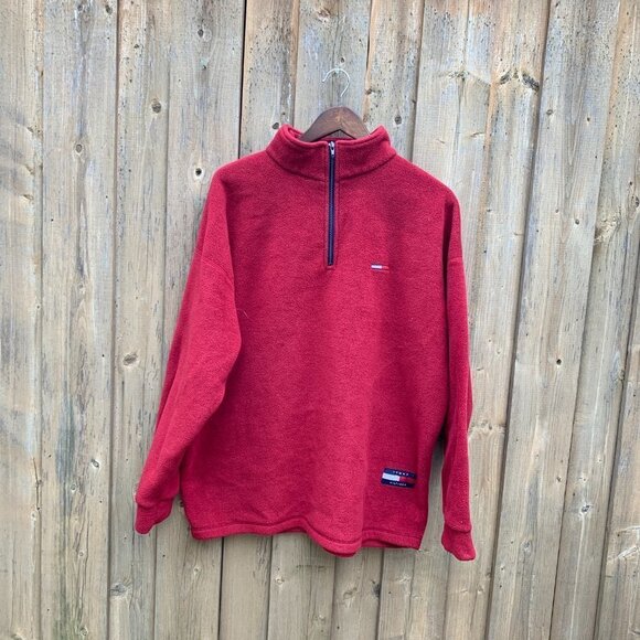 Vintage Tommy Hilfiger Fleece Jacket Large Red - Picture 6 of 6